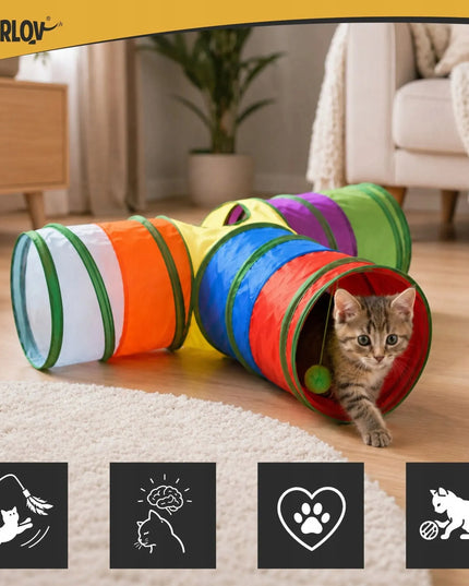 Kačių žaislų rinkinys 24 vnt. Tunelis, meškerė, pelytė, kamuoliukai, namelis 80cm XXL