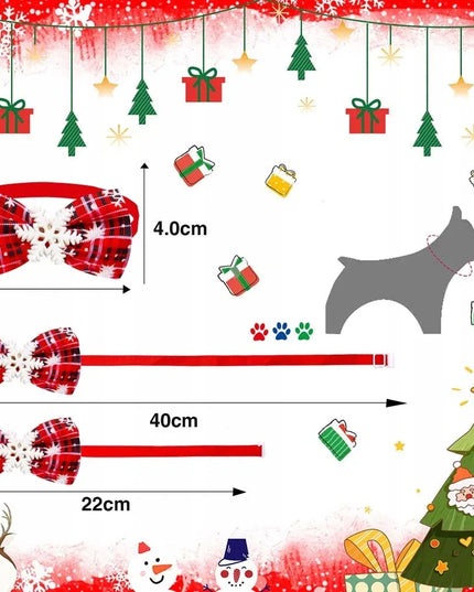 Kalėdinė antkaklis šunims ir katėms Petinio ASTI su peteliške, reguliuojamas, raudonas