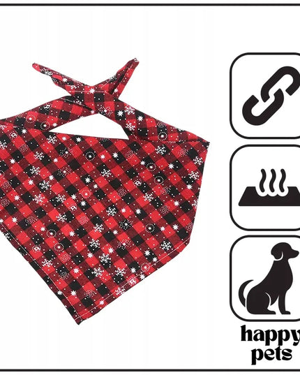 Kalėdinė bandana šunims Petinio Pax, languota, raudona, M dydis