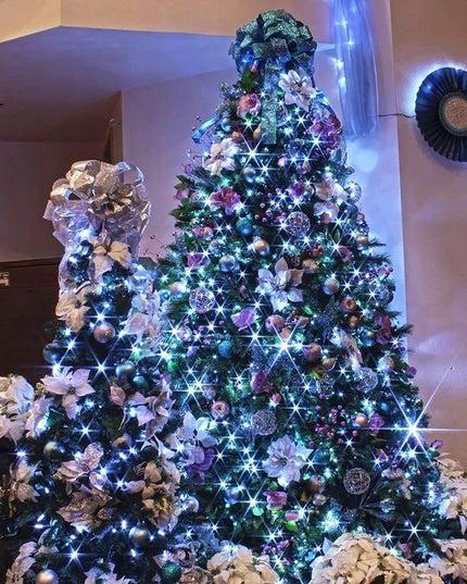 Kalėdinės girliandos 1000 LED lemputės 72 m šaltai baltos spalvos vidaus ir lauko dekoracijoms