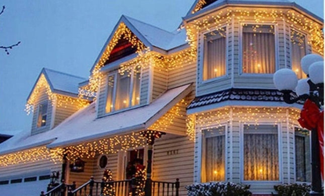 Kalėdiniai LED varvekliai 500 lemputės 23 m šiltai balti su šaltai balto FLASH efektu lauko ir vidaus dekoracijoms