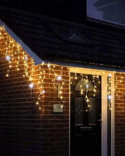 Kalėdiniai LED varvekliai 500 lemputės 23 m šiltai balti su šaltai balto FLASH efektu lauko ir vidaus dekoracijoms