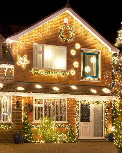 Kalėdiniai LED varvekliai 500 lemputės 23 m šiltai balti su šaltai balto FLASH efektu lauko ir vidaus dekoracijoms