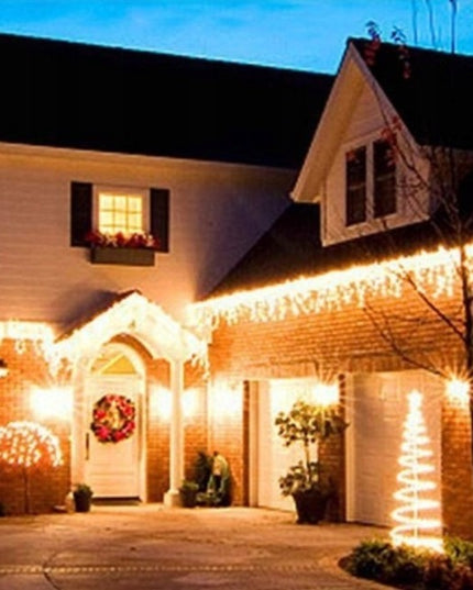 Kalėdiniai LED varvekliai 500 lemputės 23 m šiltai balti su šaltai balto FLASH efektu lauko ir vidaus dekoracijoms