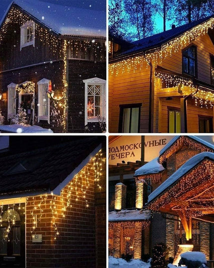 Kalėdiniai LED varvekliai 500 lemputės 23 m šiltai balti su šaltai balto FLASH efektu lauko ir vidaus dekoracijoms