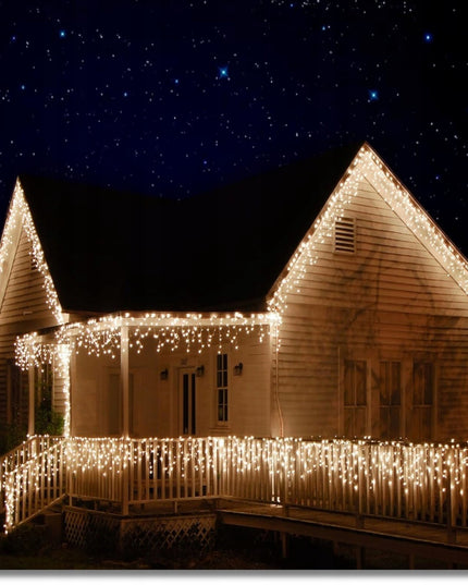 Kalėdiniai LED varvekliai 500 lemputės 21 m šiltai balti su šaltai balto FLASH efektu, lauko girlianda IP44