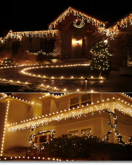 Kalėdiniai LED varvekliai 500 lemputės 21 m šiltai balti su šaltai balto FLASH efektu, lauko girlianda IP44