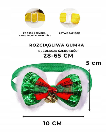 Kalėdinis antkaklis dideliam šuniui su žėrinčia peteliške BERRY raudonas