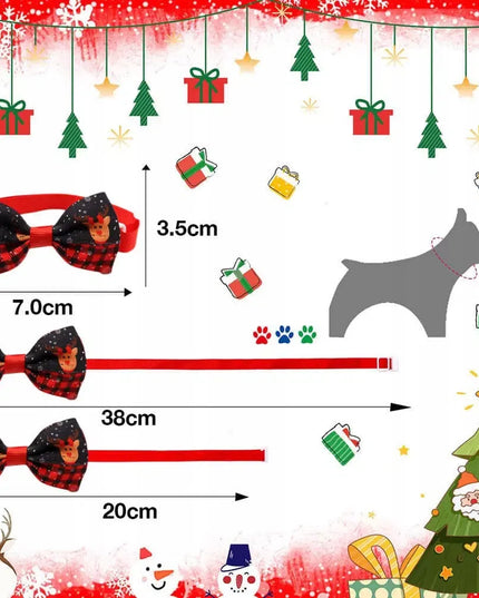 Kalėdinis antkaklis šunims ir katėms Petinio HOLLY #1 su peteliške, raudonas