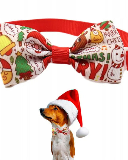 Kalėdinis antkaklis šunims ir katėms Petinio HOLLY #1 su peteliške, raudonas