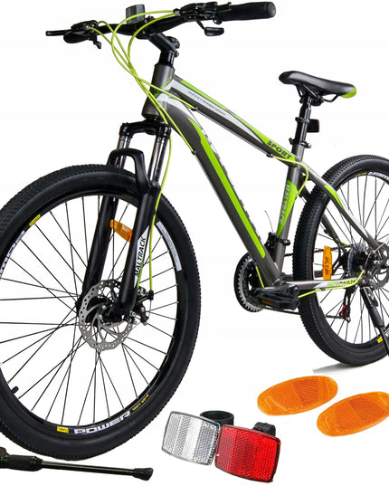 Kalnų dviratis Shimano 21 pavara, diskiniai stabdžiai, 18" rėmas, 26" ratai, ŽALIAS