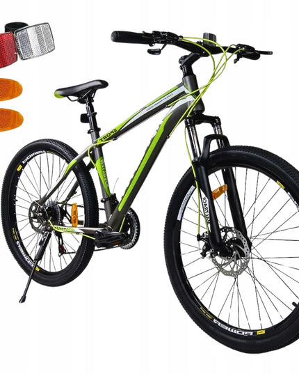 Kalnų dviratis Shimano 21 pavara, diskiniai stabdžiai, 18" rėmas, 26" ratai, ŽALIAS