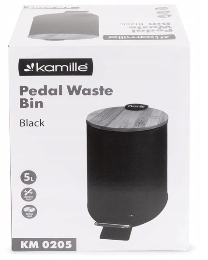 Kamille šiukšlių dėžė vonios kambariui ar biurui, 5l, juoda