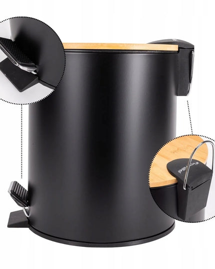 Kamille šiukšlių dėžė vonios kambariui ar biurui, 5l, juoda