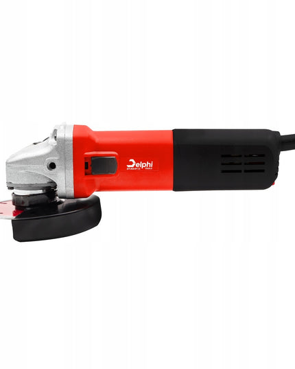 Kampinis šlifuoklis Delphi Tools 1500W su greičio reguliavimu, 125 mm diskais, lagaminu ir pilnu priedų komplektu