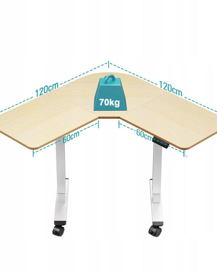 Kampinis stalas Triadyn WorkBase 1206L su elektriniu reguliavimu 120x120cm, ąžuolo spalvos