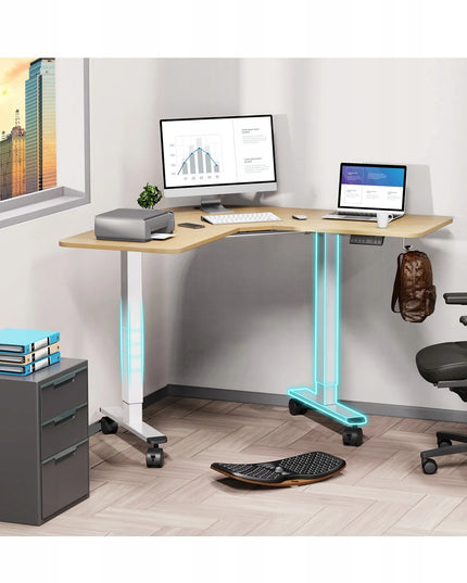 Kampinis stalas Triadyn WorkBase 1206L su elektriniu reguliavimu 120x120cm, ąžuolo spalvos