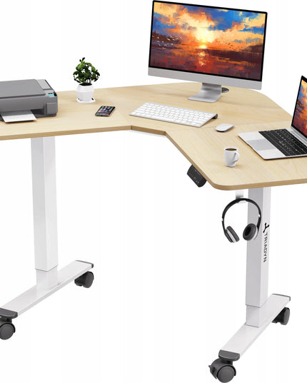 Kampinis stalas Triadyn WorkBase 1206L su elektriniu reguliavimu 120x120cm, ąžuolo spalvos