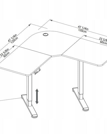 Kampinis stalas Triadyn WorkBase 1206L su elektriniu reguliavimu 120x120cm