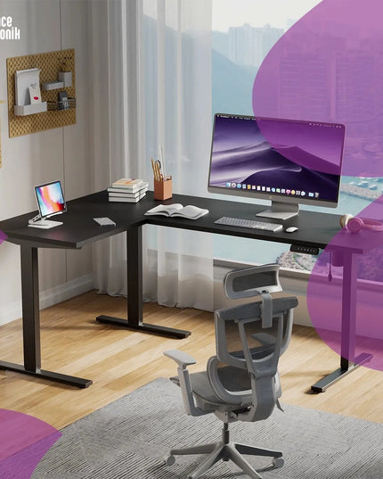 Kampinis žaidimų stalas Spacetronik loft juodas 180x120 cm