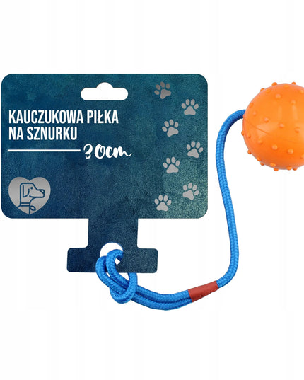 Kamuolinis žaislas šunims 6 cm, virvė, kramtukas, tvirtas laikiklis, aportavimui