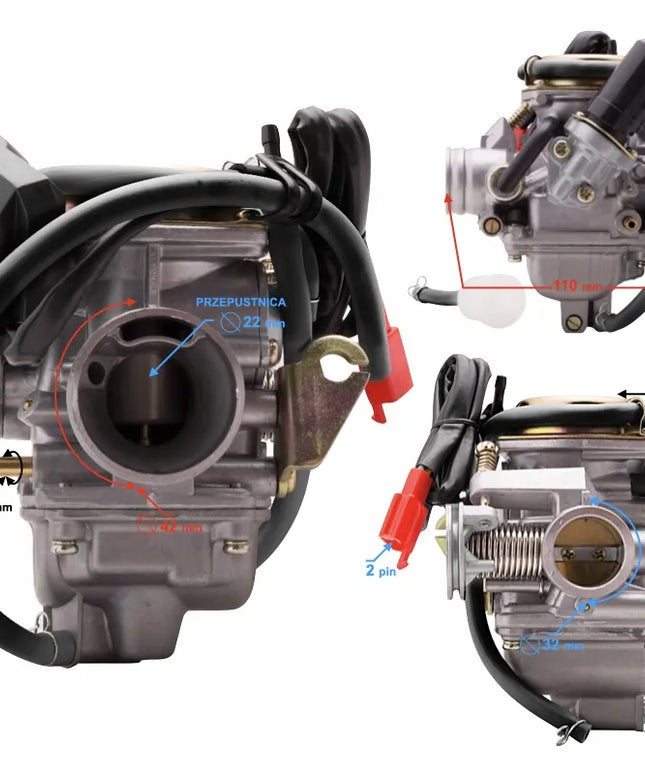 Karbiuratorius GY6 ir ATV 150CC 4T P.22 mm Moretti