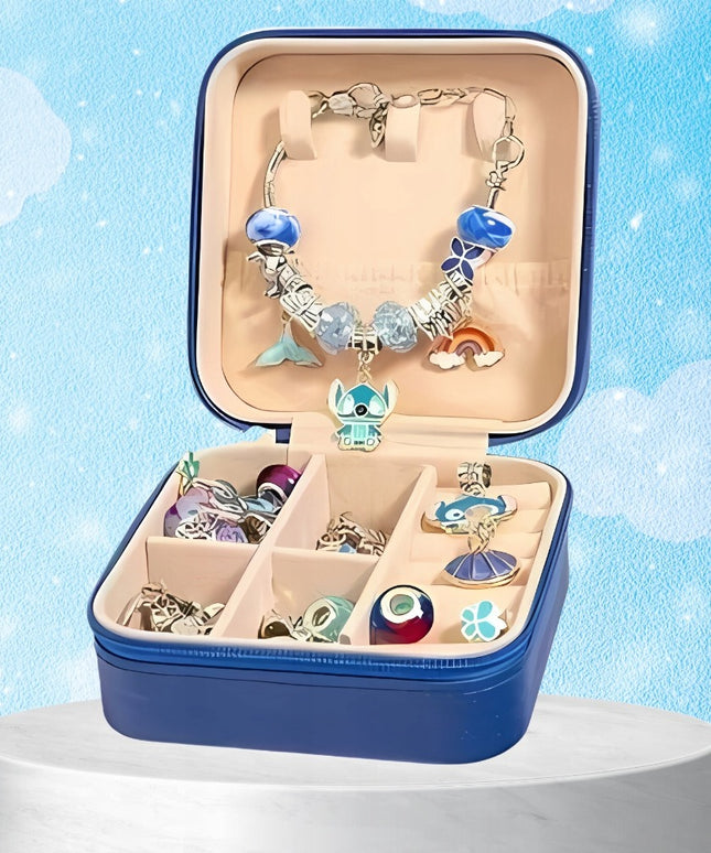 Kūrybinis karoliukų rinkinys apyrankių gamybai su pakabukais – Lilo ir Stich stiliaus papuošalai vaikams