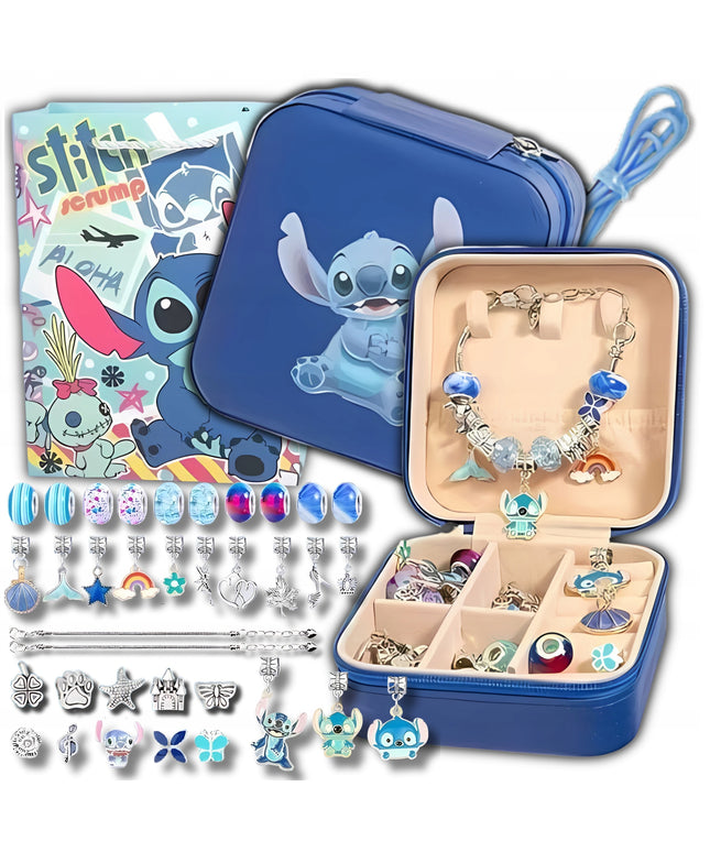 Kūrybinis karoliukų rinkinys apyrankių gamybai su pakabukais – Lilo ir Stich stiliaus papuošalai vaikams