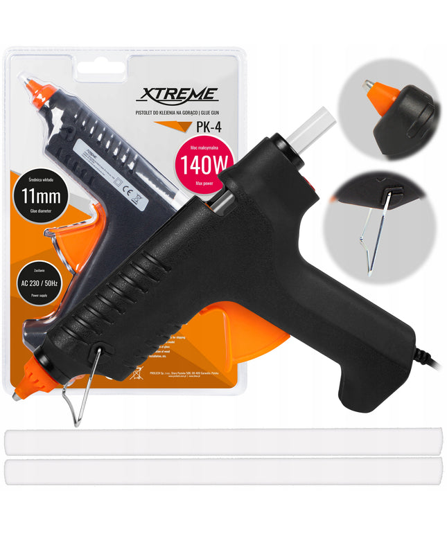 Karšto lydalo klijų pistoletas XTREME 140W 11mm klijavimo pistoletas + 2 klijų lazdelės rinkinys