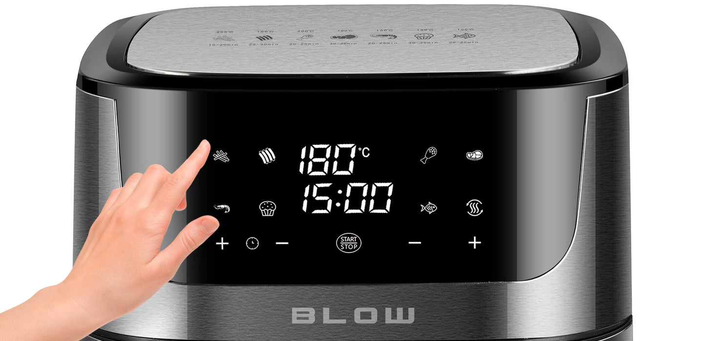 Karšto oro gruzdintuvė 8L su dviem kaitinimo elementais 2500W, be riebalų kepimui, su LCD ekranu ir 8 programomis