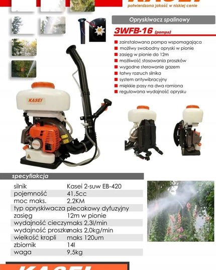 KASEI 3WFB-16 kuprinis benzininis purkštuvas 14L, 12m pompa