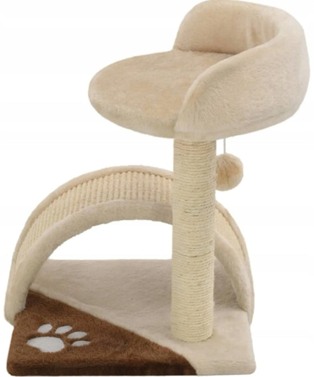 Katės draskyklė su nameliu ir guoliu, sisalio stulpais ir žaislu – tvirtas draskymo bokštas katei