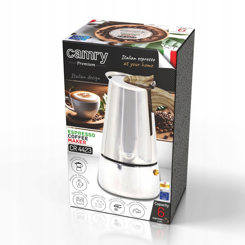 Kavinukas Camry CR 4424 – 450 ml, nerūdijančio plieno, tinka indukcijai, dujinei, elektrinei ir keraminei kaitlentei