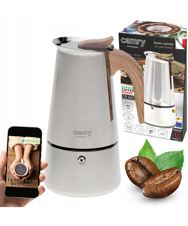 Kavinukas Camry CR 4424 – 450 ml, nerūdijančio plieno, tinka indukcijai, dujinei, elektrinei ir keraminei kaitlentei