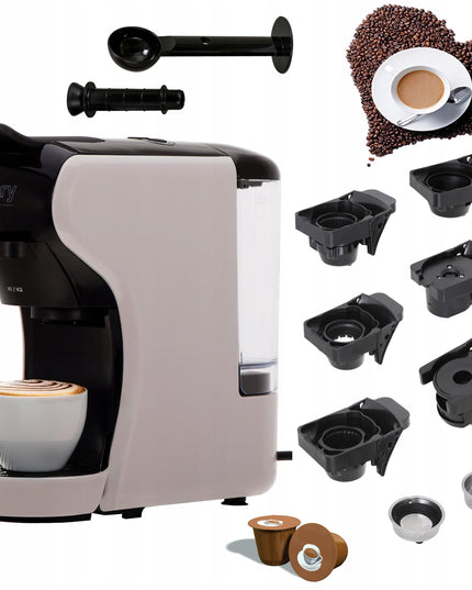 Daugiafunkcinė kavos kapsulių aparatas Camry CR4414BM – 11in1, 19 bar slėgis, 1450 W, suderinama su Nespresso, Dolce Gusto, Lavazza, Tchibo, Jacobs ir malta kava
