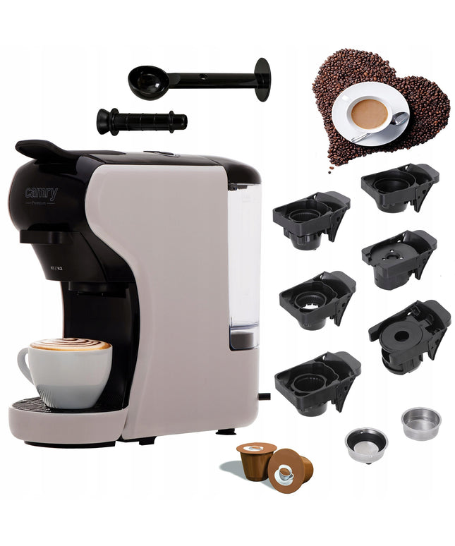 Daugiafunkcinė kavos kapsulių aparatas Camry CR4414BM – 11in1, 19 bar slėgis, 1450 W, suderinama su Nespresso, Dolce Gusto, Lavazza, Tchibo, Jacobs ir malta kava