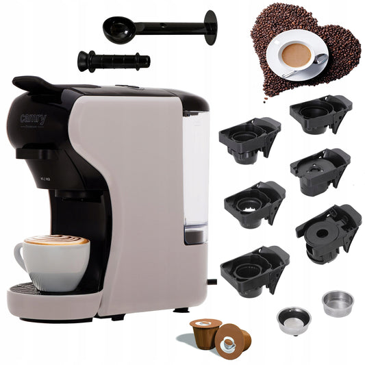 Daugiafunkcinė kavos kapsulių aparatas Camry CR4414BM – 11in1, 19 bar slėgis, 1450 W, suderinama su Nespresso, Dolce Gusto, Lavazza, Tchibo, Jacobs ir malta kava