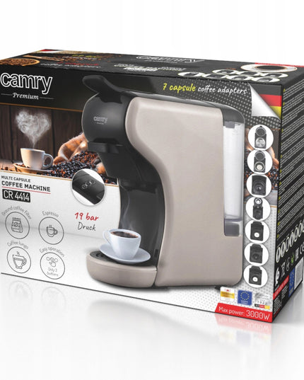Daugiafunkcinė kavos kapsulių aparatas Camry CR4414BM – 11in1, 19 bar slėgis, 1450 W, suderinama su Nespresso, Dolce Gusto, Lavazza, Tchibo, Jacobs ir malta kava
