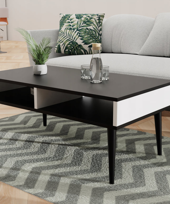 Kavos Staliukas Juodas/Baltas su Lentyna 90x50 cm