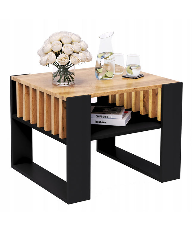 Kavos Staliukas su Lamelėmis Wotan Ąžuolo/Juoda Matinė 55x55 cm