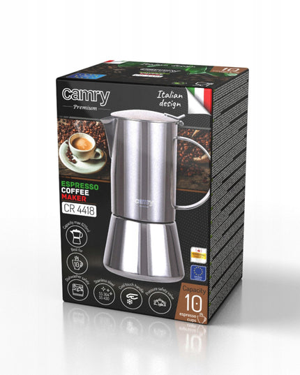 Elektrinė kavinė Camry CR4418 – 500 ml talpa, indukcijai ir dujoms, nerūdijančio plieno, sandarus dangtis