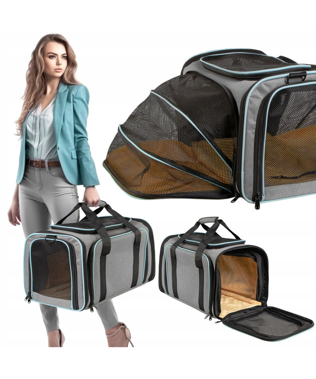 Kelioninis krepšys palapinė katei ir šuniui – išskleidžiamas transporteris gyvūnams iki 11 kg