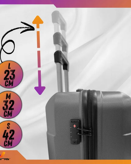 Kelioninių lagaminų rinkinys su ratukais, 3 dalių: didelis 94L, vidutinis 63L, mažas 40L