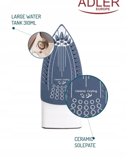 Keraminis garinis lygintuvas Adler AD 5030, 3000W, savivalos funkcija, Anti-drip, Anti-calc