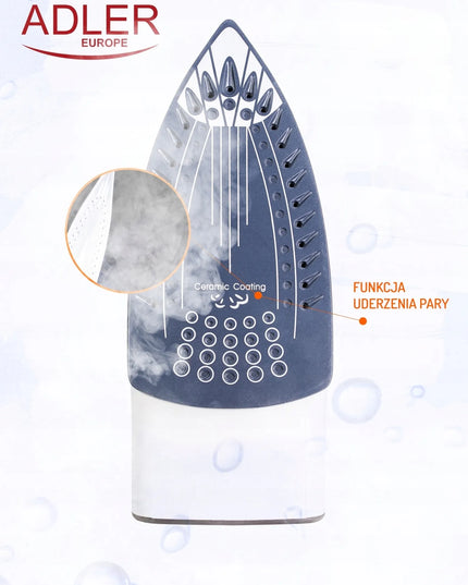 Keraminis garinis lygintuvas Adler AD 5030, 3000W, savivalos funkcija, Anti-drip, Anti-calc