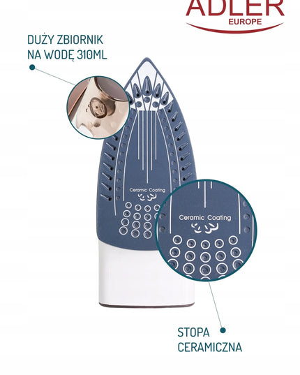 Keraminis garinis lygintuvas Adler AD 5030, 3000W, savivalos funkcija, Anti-drip, Anti-calc