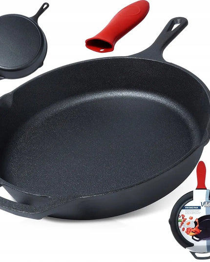 Ketaunė ketaus keptuvė dujinėms, indukcinėms viryklėms, griliui, laužui, orkaitei, 30 cm