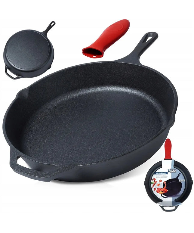 Ketaunė ketaus keptuvė dujinėms, indukcinėms viryklėms, griliui, laužui, orkaitei, 30 cm