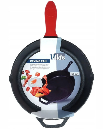 Ketaunė ketaus keptuvė dujinėms, indukcinėms viryklėms, griliui, laužui, orkaitei, 30 cm