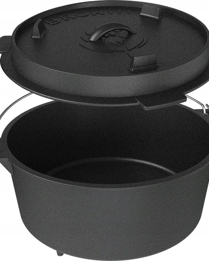 Ketaus medžioklinis katilas + keptuvė laužui 12 l